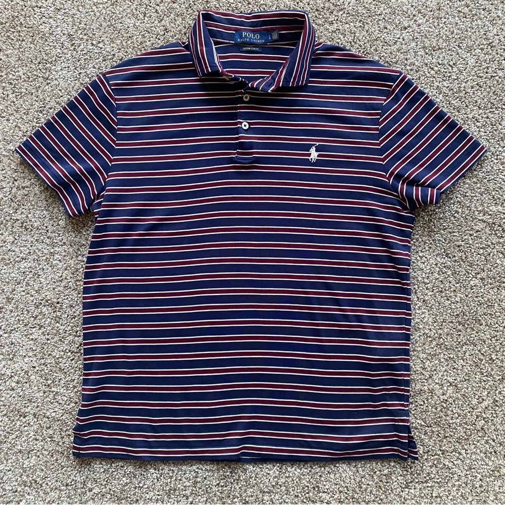 Polo by Ralph Lauren Navy and Red Striped Polo Shirt